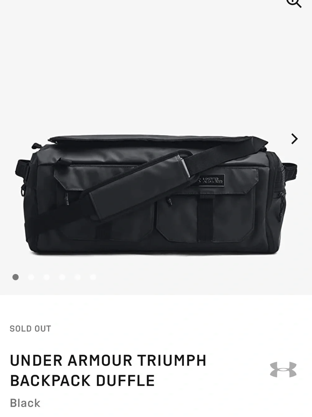 Under Armour Black Duffel Bag with Shoulder Strap
